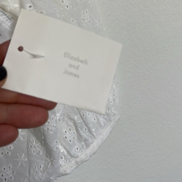 Elizabeth James White Long Sleeve Ruffle Eyelet Elastic Waist Blouse XXL New - Picture 6 of 8